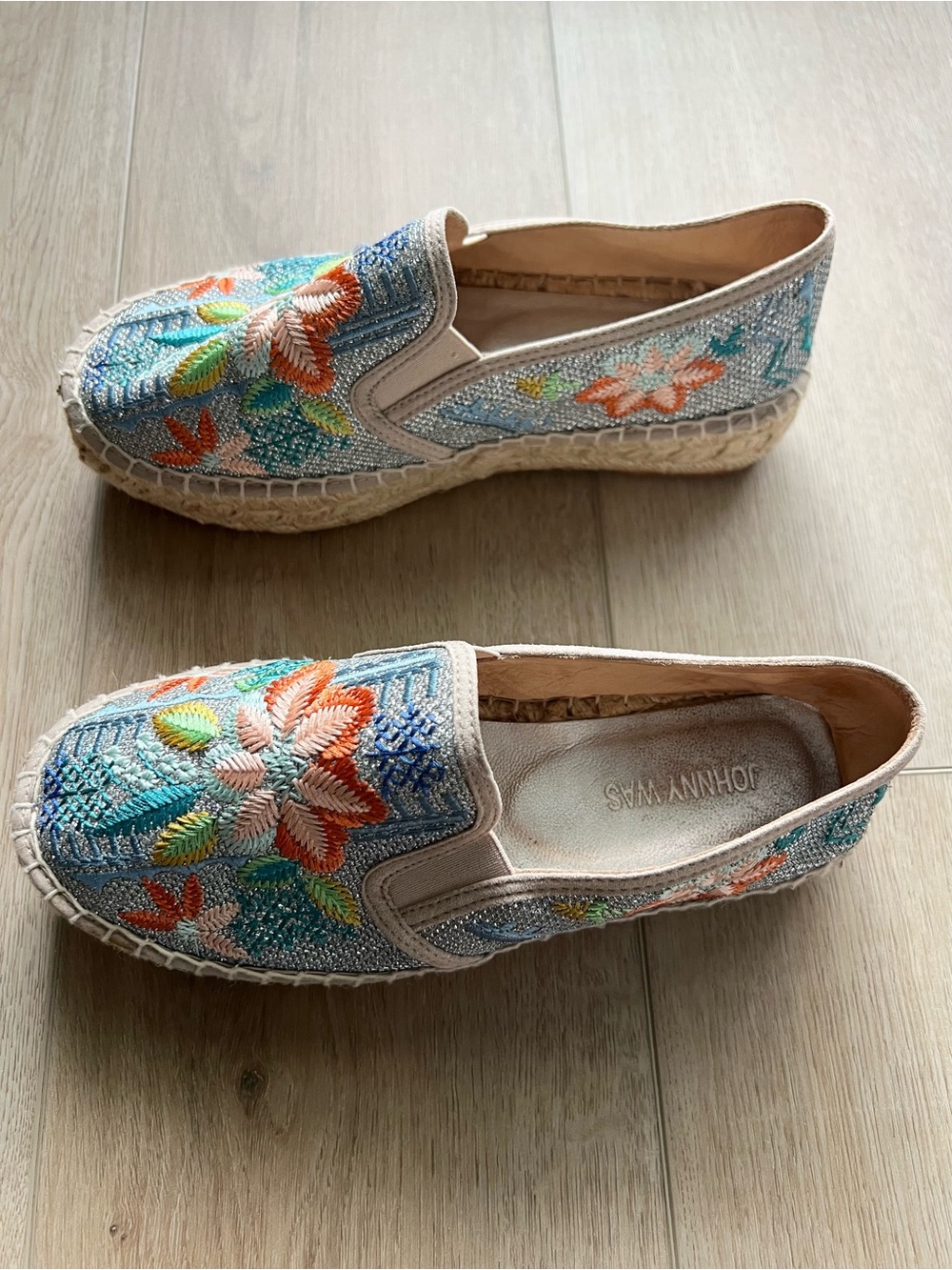 Johnny Was Blue Embroidered Floral Espadrilles - Picture 4 of 8